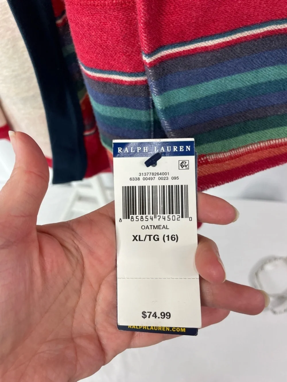 Polo Ralph Lauren Southwestern Striped Hooded Cardigan‎ XL Boho Aztec Open Front